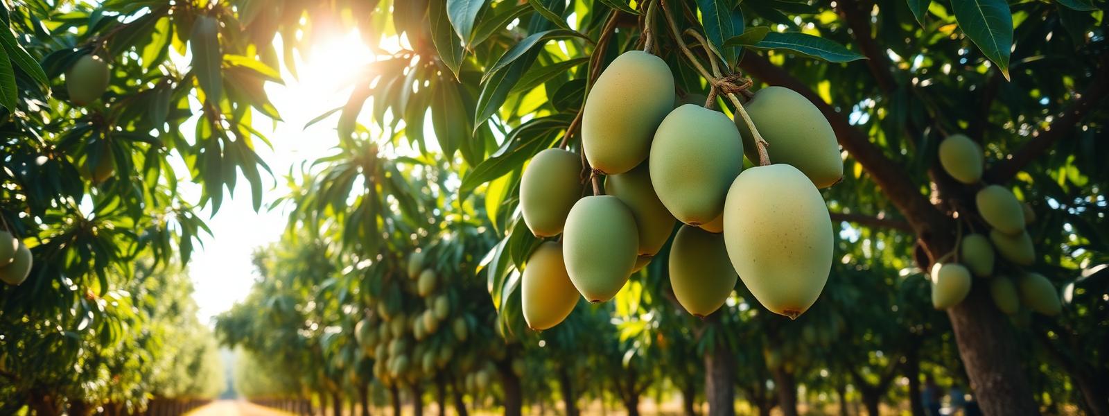 Mango orchard at golden hour